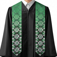 New Zealand Graduation Stole Poutama Mix Green Taniko Inspired Art