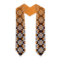 New Zealand Graduation Stole Poutama Mix Orange Taniko Inspired Art