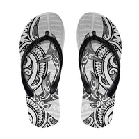 New Zealand Hammerhead Shark Flip Flops Maori Haehae Mangopare White - Polynesian Pride