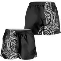 New Zealand Hammerhead Shark Shorts for Women Maori Haehae Mangopare Black - Polynesian Pride
