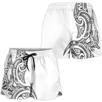 New Zealand Hammerhead Shark Shorts for Women Maori Haehae Mangopare White - Polynesian Pride
