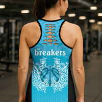 New Zealand Hollow Tank Top Fire Basketball Maori Tribal Sky Blue - Polynesian Pride