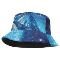 New Zealand Humpback Whale Matariki Bucket Hat Maori New Year Taniko Niho Taniwha LT14 One Size Blue - Polynesian Pride