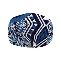 New Zealand Jeff Hat Aotearoa Kowhaiwhai Mix Taniko Art - Blue LT14 - Polynesian Pride