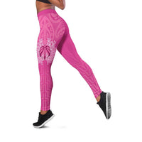 New Zealand Leggings Fire Basketball Maori Tribal Pink - Polynesian Pride