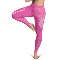 New Zealand Leggings Fire Basketball Maori Tribal Pink - Polynesian Pride