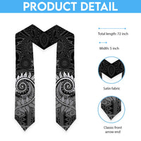 New Zealand Maori Koru Fern Graduation Stole Spiral Polynesian Style Gray