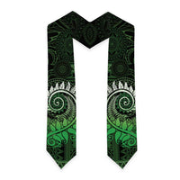 New Zealand Maori Koru Fern Graduation Stole Spiral Polynesian Style Green
