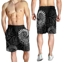 New Zealand Maori Koru Fern Shorts for Men Spiral Polynesian Style Gray