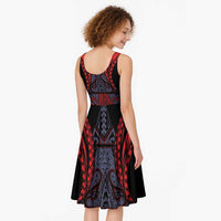 New Zealand Midi Dress Maori Kiwiana Pattern Tukutuku Motif LT9 - Polynesian Pride