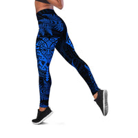 New Zealand Rugby All Blue Leggings Silver Fern All Black Mix Ta Moko LT9 Blue - Polynesian Pride