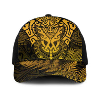 New Zealand Rugby All Gold Baseball Net Cap Silver Fern All Black Mix Ta Moko LT9 One Size Black Gold - Polynesian Pride