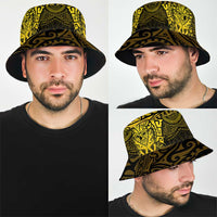 New Zealand Rugby All Gold Bucket Hat Silver Fern All Black Mix Ta Moko LT9 - Polynesian Pride