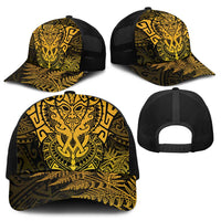 New Zealand Rugby All  Gold Mesh Trucker Cap Silver Fern All Black Mix Ta Moko - Polynesian Pride