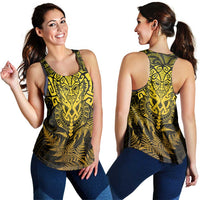 New Zealand Rugby All Gold Women Racerback Tank Silver Fern All Black Mix Ta Moko LT09