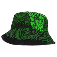 New Zealand Rugby All Green Bucket Hat Silver Fern All Black Mix Ta Moko LT9 One Size Green - Polynesian Pride