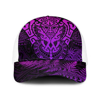 New Zealand Rugby All Purple Baseball Net Cap Silver Fern All Black Mix Ta Moko LT9 One Size White Purple - Polynesian Pride