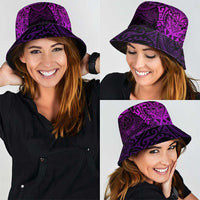 New Zealand Rugby All Purple Bucket Hat Silver Fern All Black Mix Ta Moko LT9 - Polynesian Pride