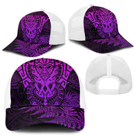 New Zealand Rugby All Purple Mesh Trucker Cap Silver Fern All Black Mix Ta Moko - Polynesian Pride