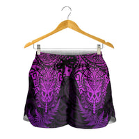 New Zealand Rugby All Purple Shorts for Women Silver Fern All Black Mix Ta Moko