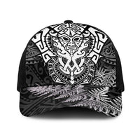 New Zealand Rugby All White Baseball Net Cap Silver Fern All Black Mix Ta Moko LT9 One Size Black White - Polynesian Pride
