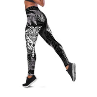 New Zealand Rugby All White Leggings Silver Fern All Black Mix Ta Moko LT9 White - Polynesian Pride