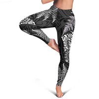 New Zealand Rugby All White Leggings Silver Fern All Black Mix Ta Moko LT9 - Polynesian Pride