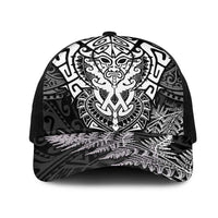 New Zealand Rugby All White Mesh Trucker Cap Silver Fern All Black Mix Ta Moko LT9 One Size Black White - Polynesian Pride