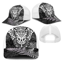 New Zealand Rugby All White Mesh Trucker Cap Silver Fern All Black Mix Ta Moko LT9 - Polynesian Pride