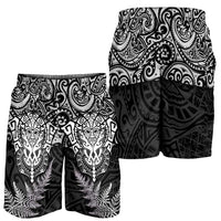 New Zealand Rugby All White Shorts for Men Silver Fern All Black Mix Ta Moko LT9 - Polynesian Pride