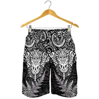 New Zealand Rugby All White Shorts for Men Silver Fern All Black Mix Ta Moko LT9 - Polynesian Pride