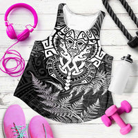New Zealand Rugby All White Women Racerback Tank Silver Fern All Black Mix Ta Moko LT09
