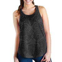 New Zealand Rugby Personalised Women Racerback Tank All Black Fern Maori Tribal Pattern - Polynesian Pride