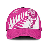 New Zealand Silver Fern Rugby Classic Cap Go All Black Maori Pink Version LT14 Universal Fit Pink - Polynesian Pride