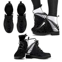 New Zealand Silver Fern Rugby Leather Boots All Black Go Champions Maori Pattern - Polynesian Pride