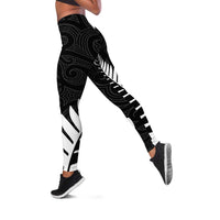 New Zealand Silver Fern Rugby Leggings - All Black Go Champions - Maori Pattern LT14 Black - Polynesian Pride