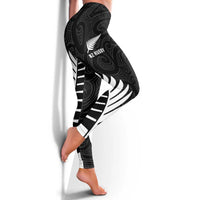 New Zealand Silver Fern Rugby Leggings - All Black Go Champions - Maori Pattern LT14 - Polynesian Pride