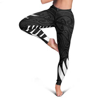 New Zealand Silver Fern Rugby Leggings - All Black Go Champions - Maori Pattern LT14 - Polynesian Pride
