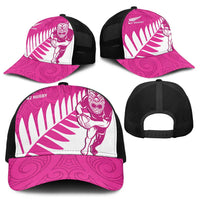 New Zealand Silver Fern Rugby Mesh Trucker Cap Go All Black Maori Pink Version - Polynesian Pride