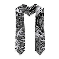 New Zealand Taiaha Maori Graduation Stole Kiwikiwi Minimalist Silver Fern Tukutuku Motif