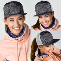 New Zealand Taiaha Maori Mesh Trucker Cap Minimalist Silver Fern All Black LT9 - Polynesian Pride