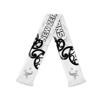 New Zealand WC2026 White Soccer Scarf Silver Fern LT7 White Fringe One Size White - Polynesian Pride