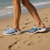 Ninamu Tahiti Tiare Monstera Clogs Shoes Polynesian Pattern Curve Style - Polynesian Pride