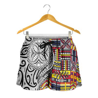 Niue Hiapo and Maori Decoration Tattoos Shorts for Women - Polynesian Pride