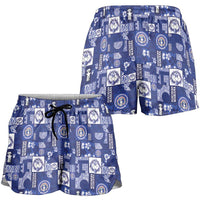 Northern Mariana Islands Magof Nochebuena Shorts for Women Pacific Patchwork Xmas Vibes LT9 - Polynesian Pride