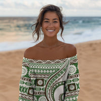 Hawaiian Hibiscus Tribal Vintage Motif Off Shoulder Sweater Ver 7 LT9 - Polynesian Pride