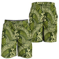 Olive Green Monstera Shorts for Men Polynesian Tribal Pattern LT01 - Polynesian Pride