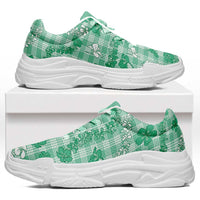 Omaomao Aloha Hawaii Chunky Sneakers Plumeria Lei With Palaka Motif - Polynesian Pride