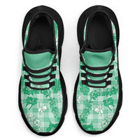 Omaomao Aloha Hawaii Clunky Sneakers Plumeria Lei With Palaka Motif - Polynesian Pride