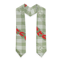 Omaomao Aloha Hawaii Graduation Stole Rosebud Lei With Palaka Motif LT14 One Size Green - Polynesian Pride